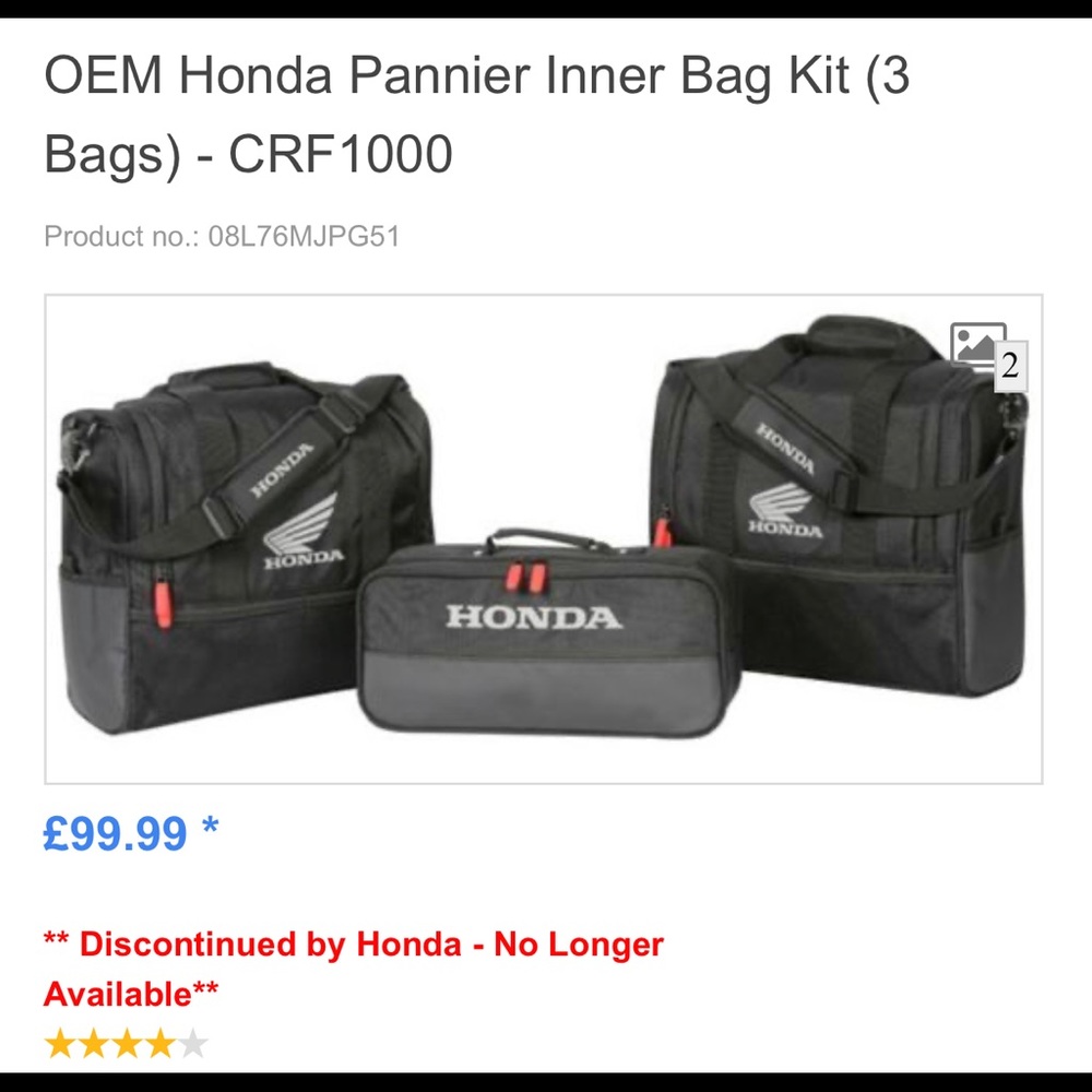 OEM Honda Pannier Inner Bag Kit.
